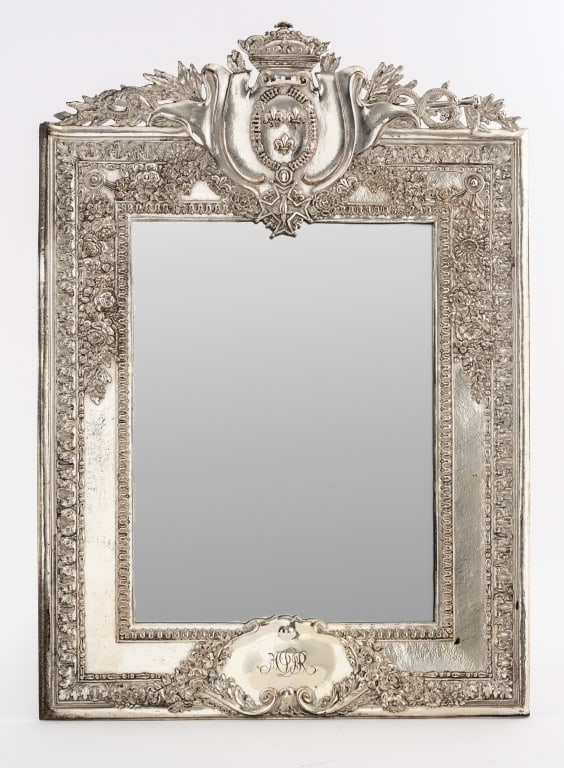 Louis XIV Style Silver Plate Table Mirror (1 of 7)