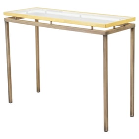 Romeo Rega Style Brass & Chrome Glass Top Table