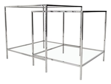 Modernist Chrome and Glass Nesting Tables, 2
