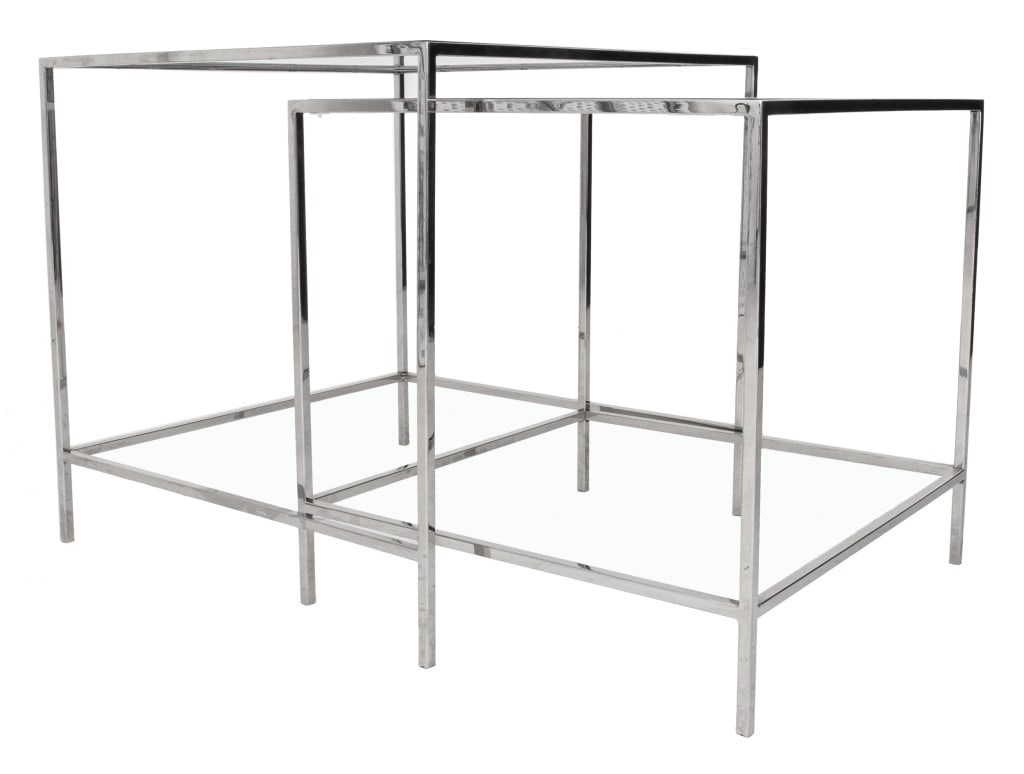 Modernist Chrome and Glass Nesting Tables, 2 (1 of 7)