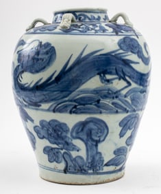 Chinese Blue & White Glazed Large Meiping Vase