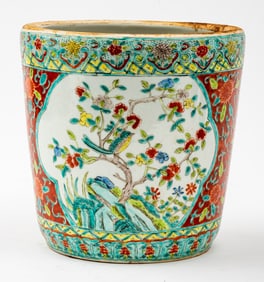 Chinese Famille Verte Glazed Porcelain Jardiniere