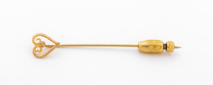 14K Yellow Gold Diamond Stick Pin