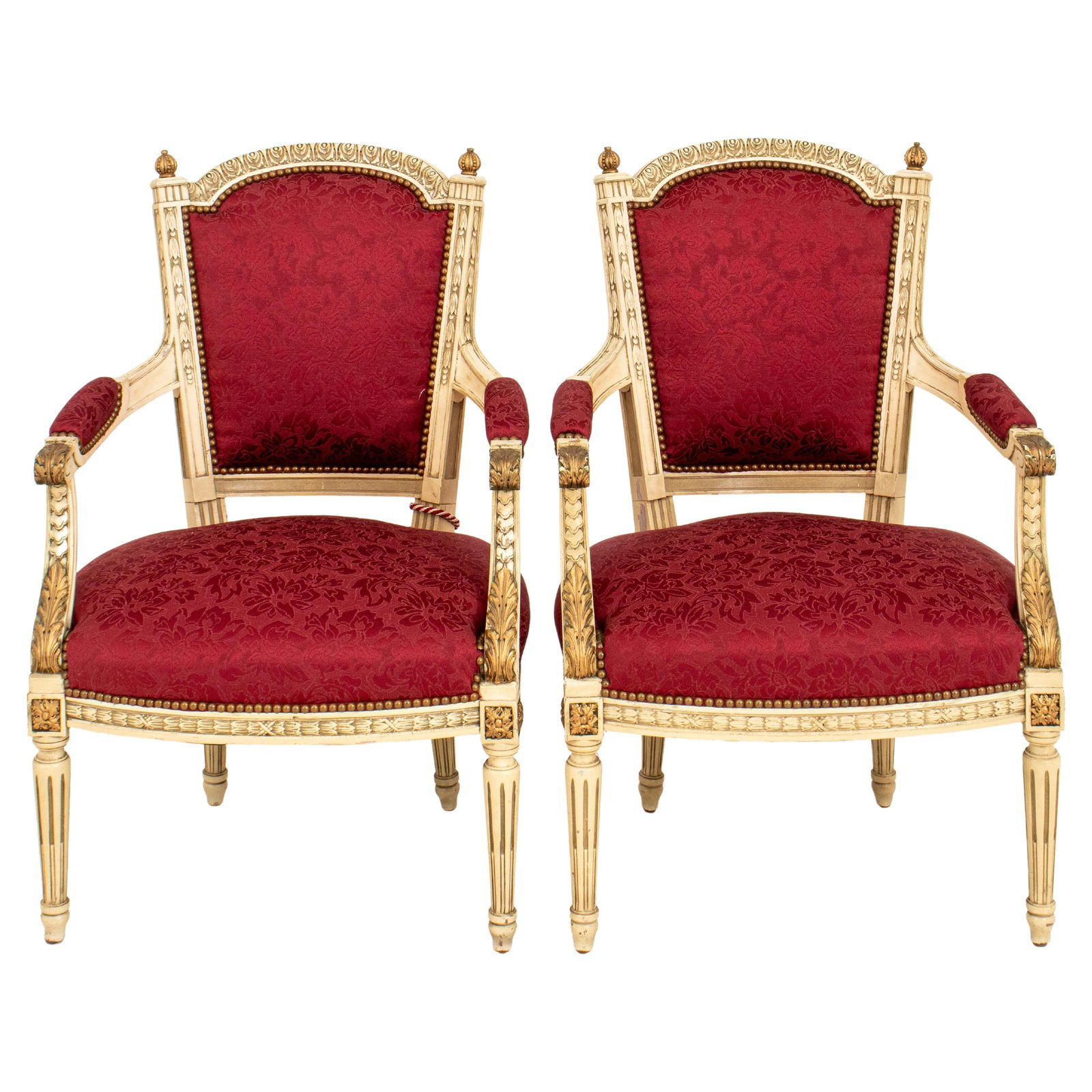 Louis XVI Style Gold & White Painted Fauteuils, 2 (1 of 10)