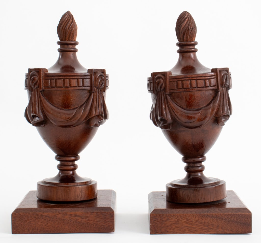 Neoclassical Architectural Urn Mahogany Finials, 2 (1 of 6)