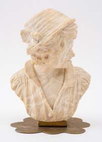 Alabaster Bust of a Young Man Sculpture