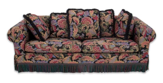 Contemporary Floral Print Covered Sleeper Sofa