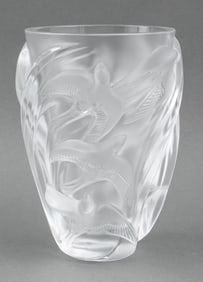 Lalique "Martinets" Frosted Crystal Vase