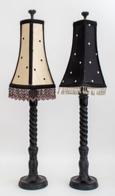 Mackenzie-Childs Style Barley Twist Lamps, Pair