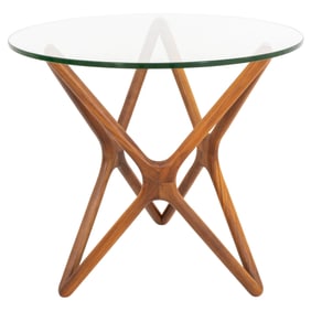Kagan Style Teak and Glass Occasional Table
