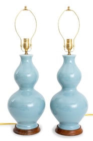 Spitzmiller Style Double Gourd Table Lamps, Pair
