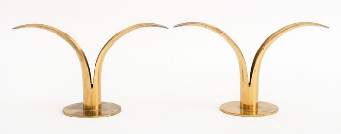 Ivar Bjork x Ystad-Metall Gilt Candlesticks, Pair
