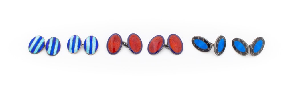 English Art Deco Sterling Cufflinks, 3 Pairs (1 of 8)