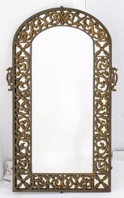 Oscar Bach Style Gilt Brass Mirror, Early 20th C.