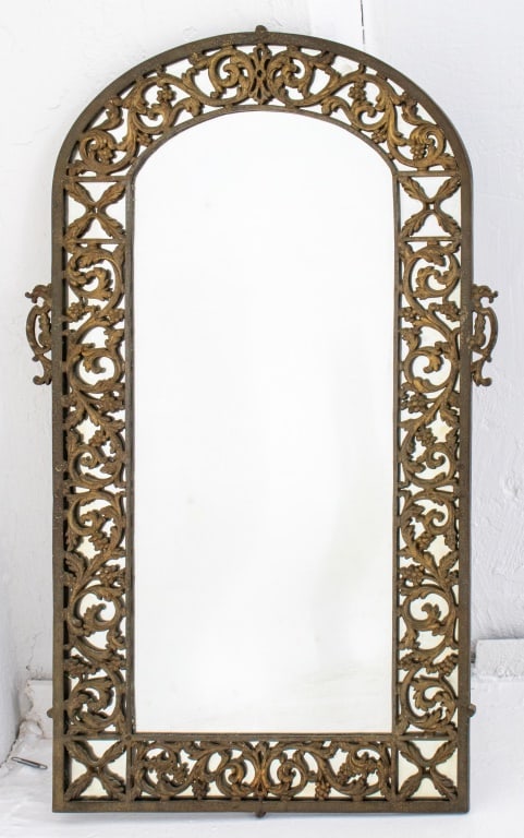 Oscar Bach Style Gilt Brass Mirror, Early 20th C. (1 of 7)