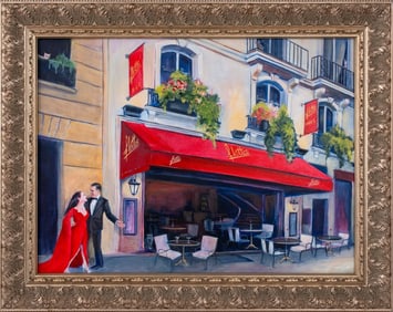Parisian Street Scene Acrylic on Canvas