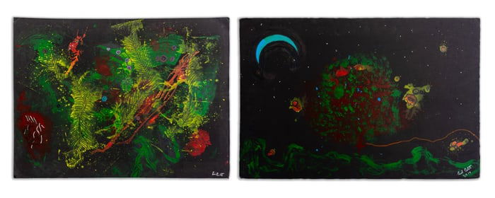 Paul Colt "Green Ferns", Etc. Acrylics, 2