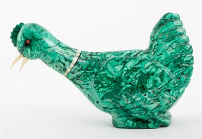 Carved Malachite Bird Sculpture