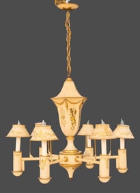 Regency Style Tole Peinte Six-Light Chandelier