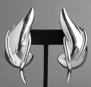 Gianni Versace Abstract Silver-Tone Clip Earrings