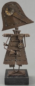 Enrico Baj Style Touch Cut Steel Metal Sculpture