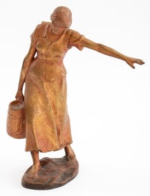 Hans Muller Water Carrier Gilt Bronze Sculpture