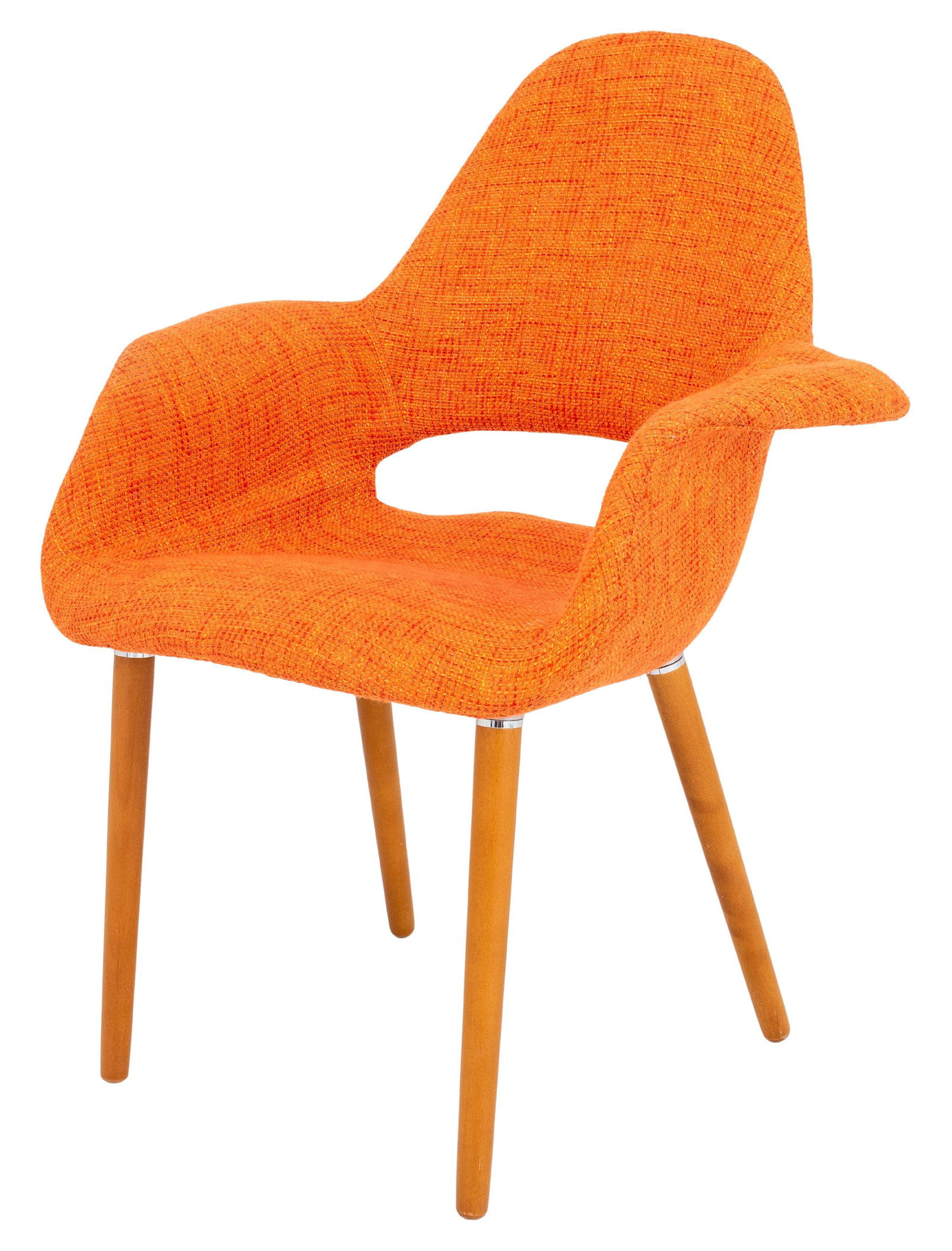 Mid-Century Modern Style Modway Aegis Armchair: Mid-Century Modern Style Modway Aegis Orange Armchair, on four tapered spindle legs. 35" H x 20" W x 25" D; seat: 18.5" H. Provenance: From a New York City Collection. Keywords: Furniture, Modernist, 