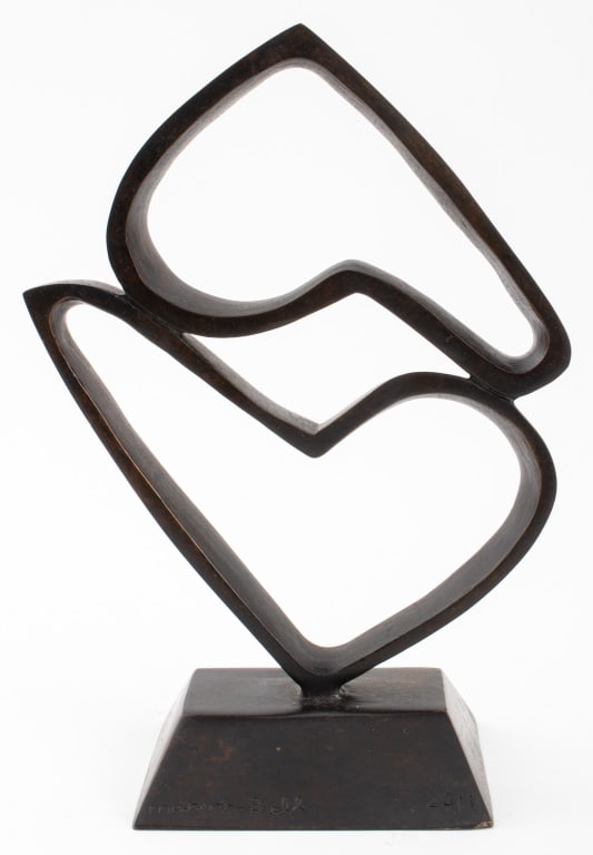 Marvin Bell Double Hearts Bronze Sculpture (1 of 11)