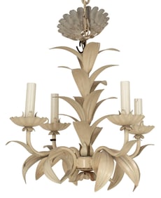 Italian Tole Peinte Floriform 4-Light Chandelier
