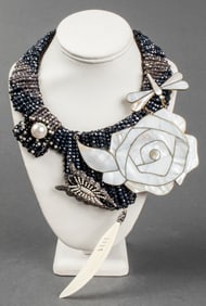 Vilaiwan Mother-of-Pearl Dragonfly Flower Necklace