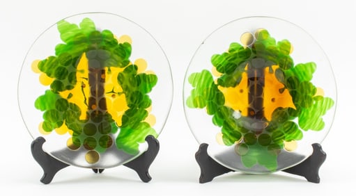 Paul Hoff for Kosta Boda Cameo Glass Bowls, Pair