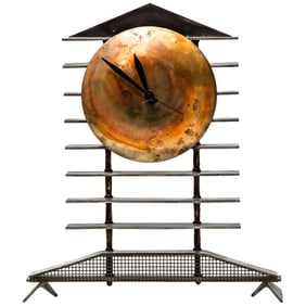 Postmodern Mixed Metal Mantel Clock