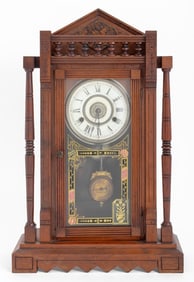 New Haven Clock Co. Walnut Mantle Clock, 1881