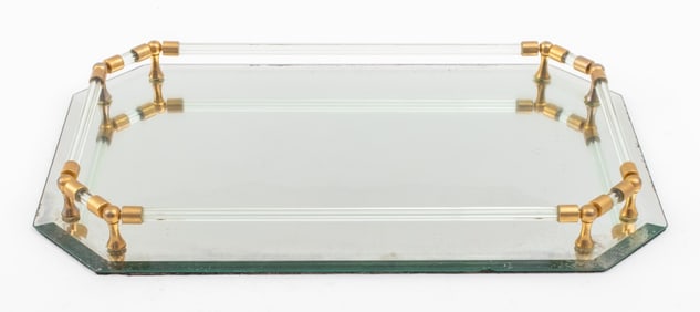 Moderne Brass, Glass, & Mirror Toilette de Plateau