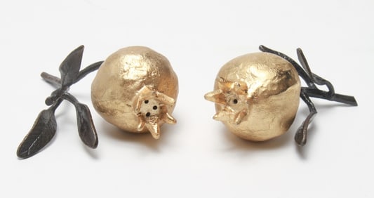 Michael Aram Pomegranate Gilt Metal Shakers, Pair