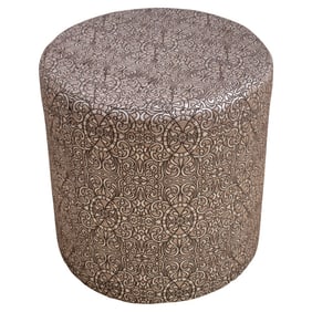 Antiqued Silver-Tone Lame Brocade Pouf
