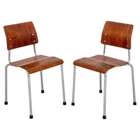 Swedish Industrial Bentwood School Chairs, Pair