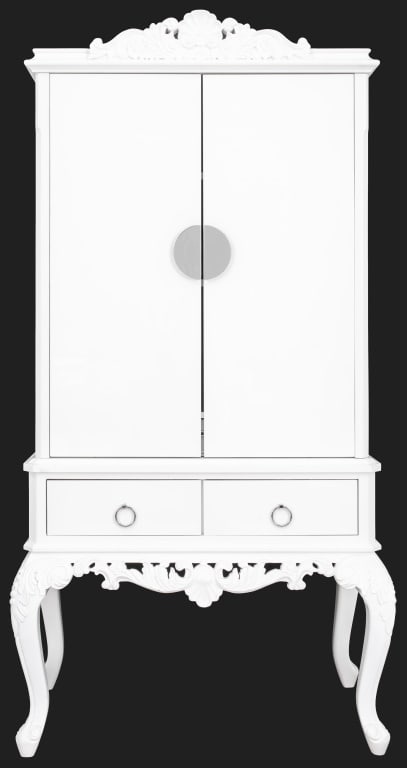 Hollywood Regency White Lacquer Cabinet on Stand (1 of 9)