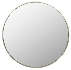 Modern Brushed Steel Framed Round Mirror