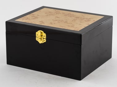 Ebonized & Burl Wood Jewelry Box