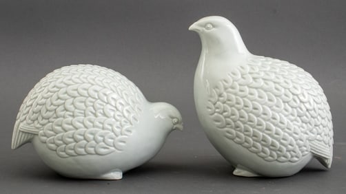White Glazed Porcelain Grouse Sculpture, 2