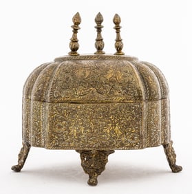 Indo-Persian Lidded Brass Box
