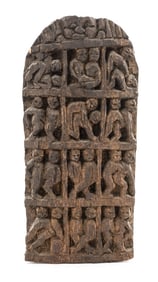 Indian Erotic Carved Wood Stele