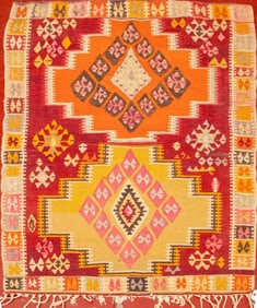 Kilim Woven Wool Rug, 5' x 4'