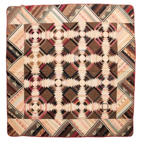 Patchwork Pineapple Quilt, ca. 1900