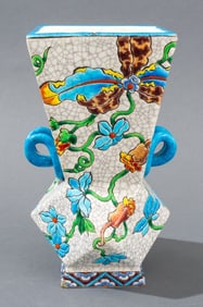 Faience de Gien Art Deco Orchidee Vase, 1920s