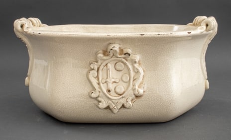 Italian White Glazed Ceramic Jardiniere