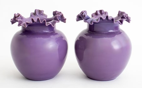 Italian Purple Art Glass Vases, Pair