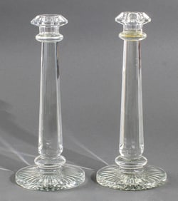 Faceted Glass Candlesticks, Pair