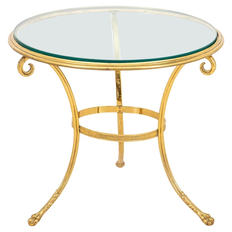 Modern Glass-Topped Brass Gueridon (1 of 8)